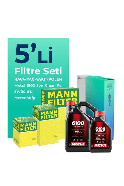 Mann-Filter Nissan Qashqai 1.6 Dizel Filtre Bakım Seti Motul Motor Yağlı (2014-2020) 5 Li