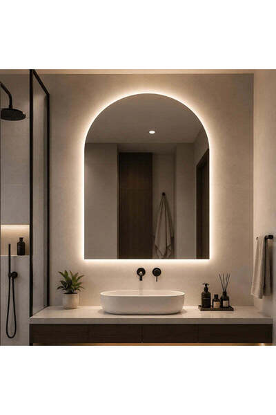 RFAN Oglindă LED Premium 75×80 cm, 3 Tipuri de Iluminare – Caldă, Rece, Neutr...