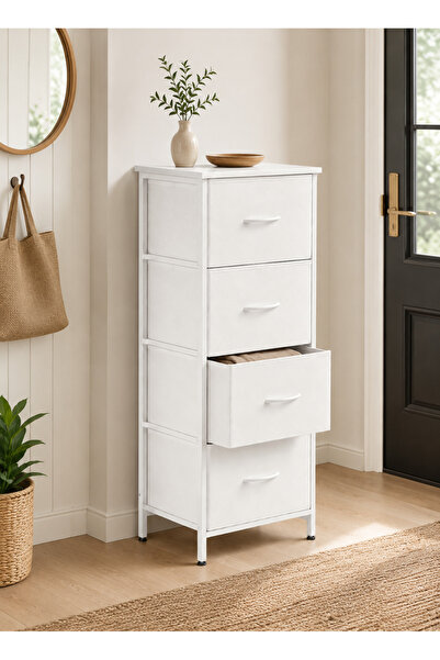 Generic 4 Drawer Fabric Storage Cabinet, Tall Chest of Drawers with Wood Top ...