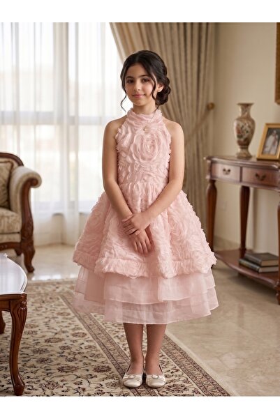 Generic Luxury Girl's Dress for Party Occasions with Three-Layered Design and...