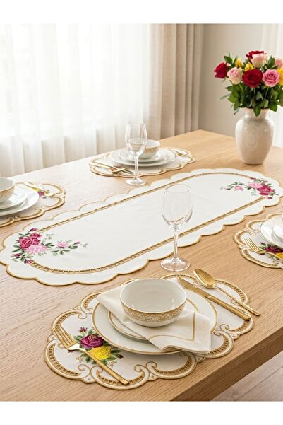 Casare Amelia Rose Embroidered Oval American Placemat