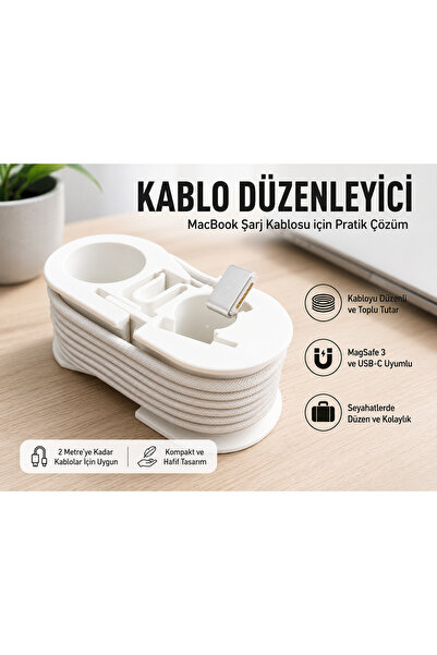 Veriqo3D MacBook MagSafe 3 Kablo Düzenleyici | USB-C Şarj Kablosu Sarıcı | 2 ...