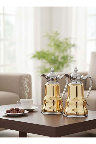 Reem 2-Piece Tea/Coffee Flask Set 0.6L & 0.8L Gold/Silver