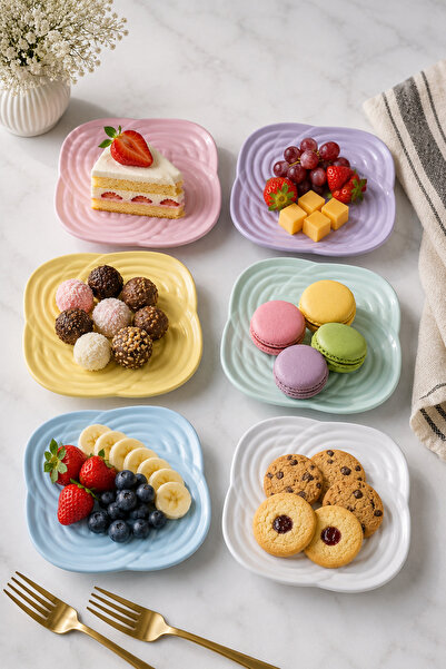 ARVALE Riki 6 Colorful Cake Plates 18 cm Japanese Weave Design Microwave Safe