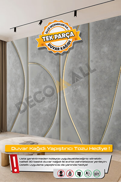 DECOMALL (TV-83) TV Arkası Duvar Kağıdı Tek Parça 3D Çita Mermer Görünümlü Sa...