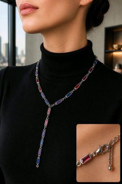 Monalisa Home Luxurious Zircon Stone Figured Flashy Y Necklace