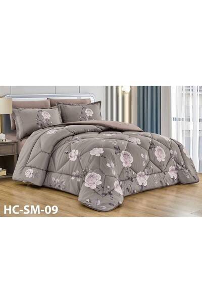 Generic Luxury Floral Printed Comforter Bedding Set - Taupe Quilt Set with Ma...
