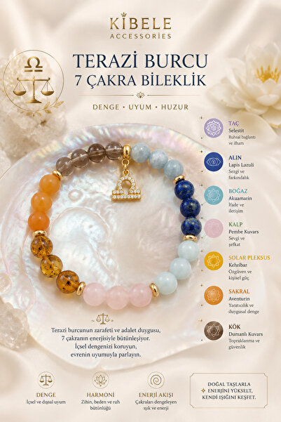 Terazi Burcu Taşları 7 Çakra Bileklik