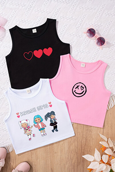MYADA Özel Tasarım Kız Çocuk 3'lü Crop Set 23519 23520 23503