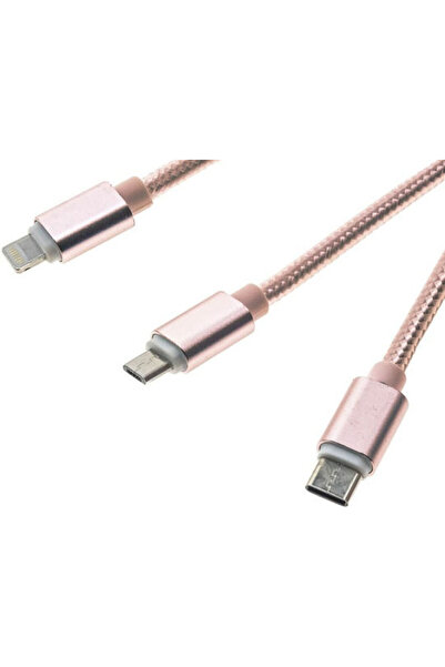OEM Τριπλό USB Πλεγμένο Καλώδιο USB σε Lightning / Type-C / micro USB 1.25μ Ρ...