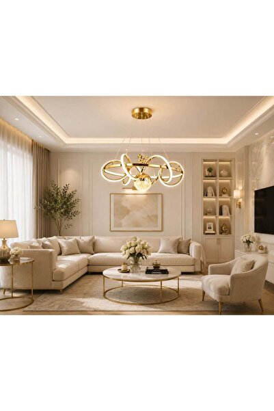 OSC HOME modern led avize kumandalı 3 renk ışık sarı kasa