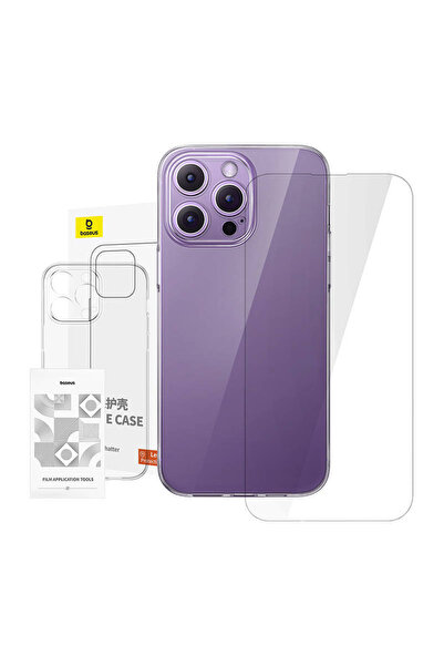 Baseus Husă transparentă pentru iPhone 14 Pro Max + Sticlă securizată inclusă