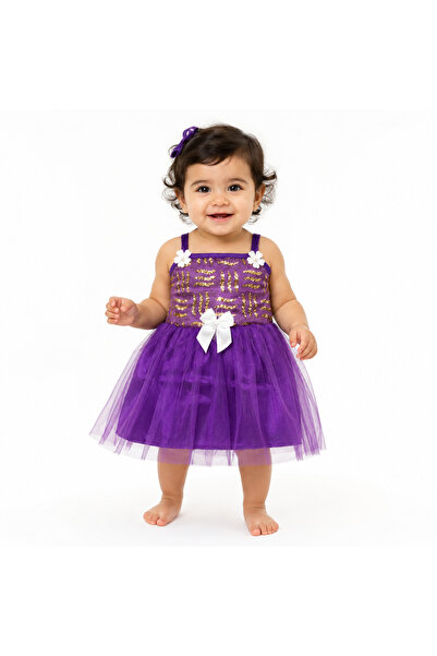 Generic Girls Party Dress Layered Tulle Trimmed with Shiny Appliques and Bow ...