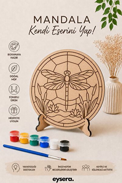 eysera Ahşap Mandala Yusufçuk Boyama Seti - Aktivite Etkinlik Sanat