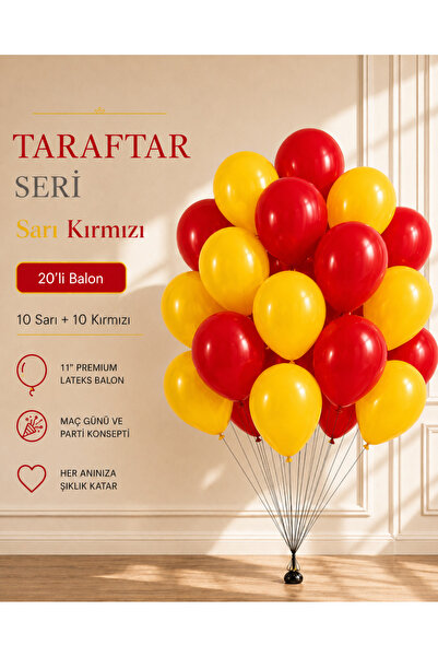 Marlon Balon Taraftar Seri Sarı Kırmızı 20’li Balon Maç Günü Doğum Günü Parti...