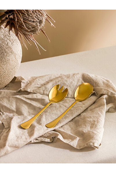 LC Waikiki Lcw Home Yellow Metal Fork and Spoon Serving Utensils