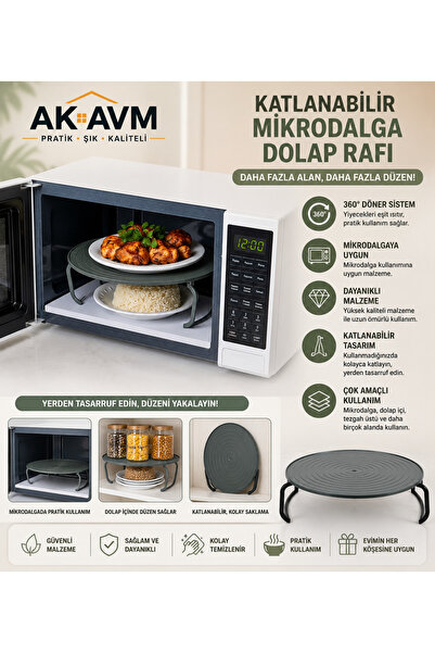 Ak Avm Katlanabilir Mikrodalga Dolap Rafı Düzenleyici Çok Amaçlı Mutfak İçi O...