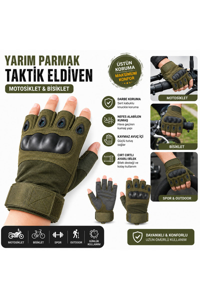 beneficio Yarım Parmak Taktik Eldiven Motosiklet Eldiveni Bisiklet Eldiveni D...
