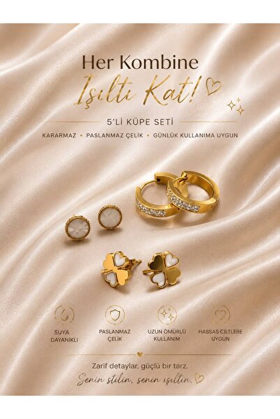 Stainlless Steel LUNAVERA GÜNÜLÜK KULLANIM ÇELİK YARA YAPMAZ KÜPE PASLANMAZ K...