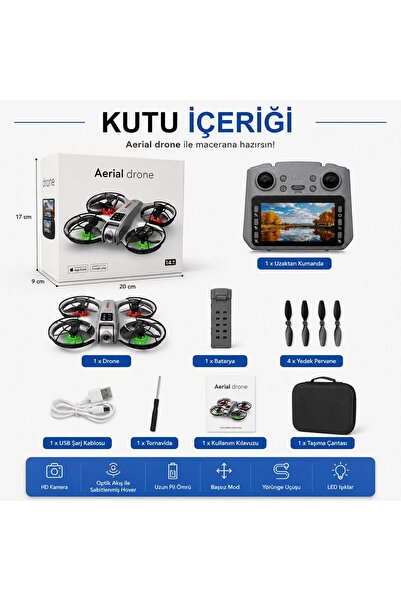 Newiba Teknoloji Aerial Mini Drone Kameralı – 4.3” Ekranlı Kumandalı FPV Drone