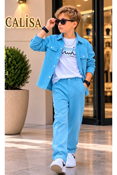 CALİSA Boy's Winter 3-Piece Pique Set |   Shirt T-Shirt Pants |   Stylish Com...