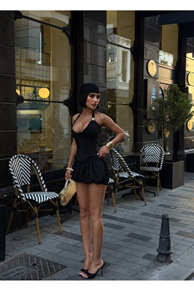 NİCE STYLE Women's Accessory Detail Mini Skirt Dress