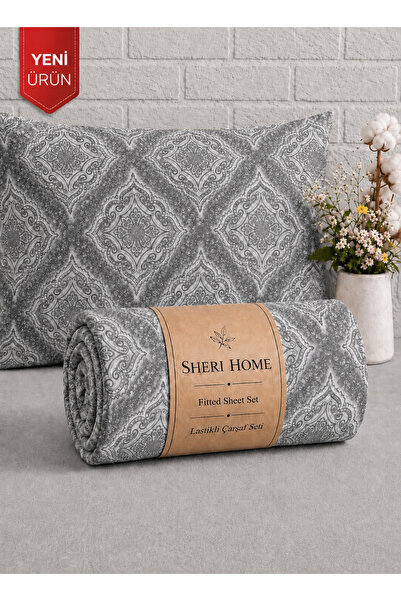 Sheri Home Lastikli Çarşaf Seti %100 Pamuk Yumuşak Dokulu-Kaymaz Tam Geçmeli ...