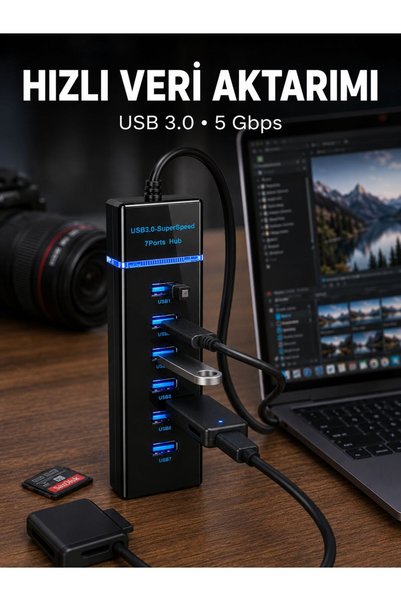 StepCo USB 3.0 Çoklayıcı 7 Port Yüksek Hızlı Veri Aktarım