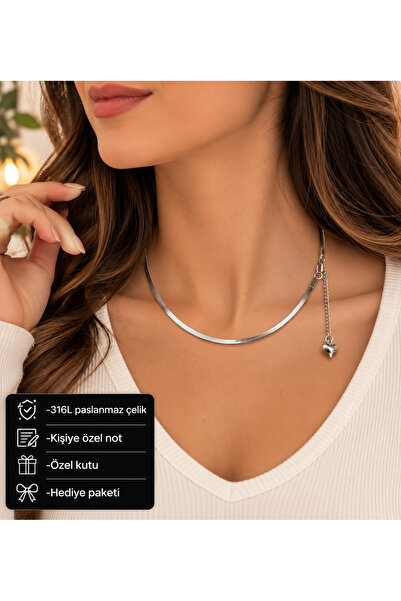 HER ŞEY NOTA www.herseynota.com Orlisse Snake Chain Women's Necklace 316L Sta...