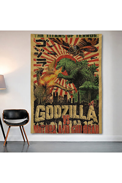 Geek Cultcha Godzilla Vintage Wall Covering Wall Tapestry First Quality Satin...