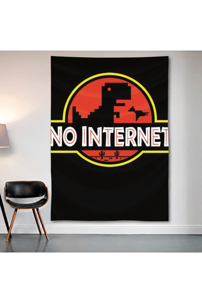Geek Cultcha No Internet Dinosaur Wall Covering Wall Tapestry First Quality S...