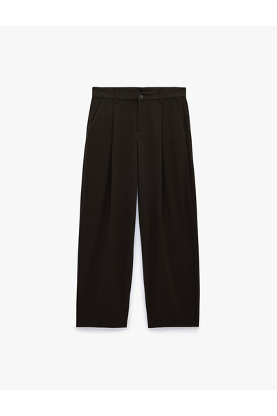 Koton Comfortable Fit Viscose Blended Fabric Barrel Trousers with Pocket Detail