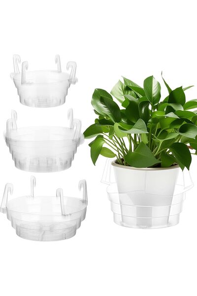 Arabest 12-Piece Hanging Plant Water Catcher Tray,Durable Clear Plastic Sauce...