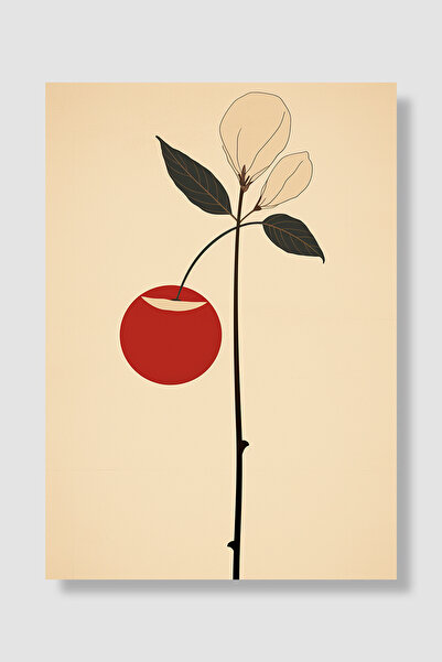 Luna Marissa Fruit Poster Cherry Minimalist Line Art Red Wall Decor Kitchen D...
