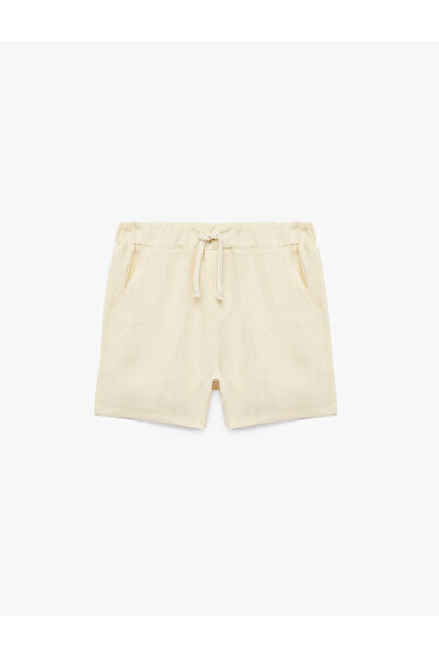 Koton Belted Linen and Viscose Blend Bermuda Shorts