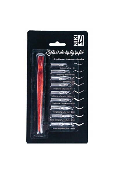OEM SET CALIGRAFIC Stilou si 9x penite, Koh-i-noor, Auriu