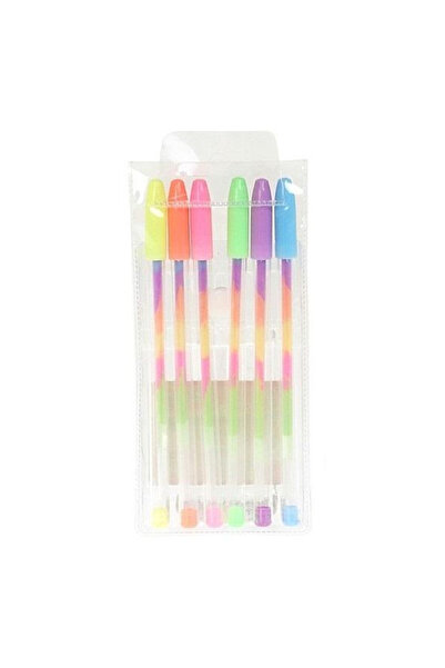 adar Set 6 pixuri gel ADAR, colorate, corp transparent, multicolor, 15x7x1 cm