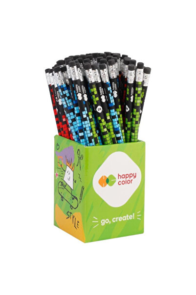 GDD Creion triunghiular 2B cu radiera Pixi Blox 72 bucăți Happy Color
