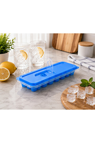 KitchenSoft 12'li Kolay Bas-Çıkar Silikon Tabanlı Buz Kalıbı Turkuaz