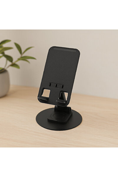 magicool Desktop Phone Holder - with Metal Swivel Base (Black)