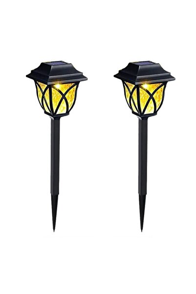 YBOSHOP Set 2 lampi solare de gradina cu tarus, lumina calda, negre, rezisten...