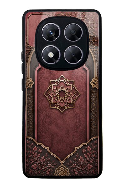 Spoyi Xiaomi Redmi Note 14 Pro 5g Burgundy Glossy Phone Case with Ottoman Emb...