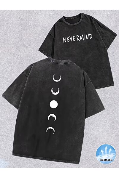 Touz Moda تي شيرت Nevermind مطبوع قابل للغسل بتصميم عتيق للجنسين مقاس كبير