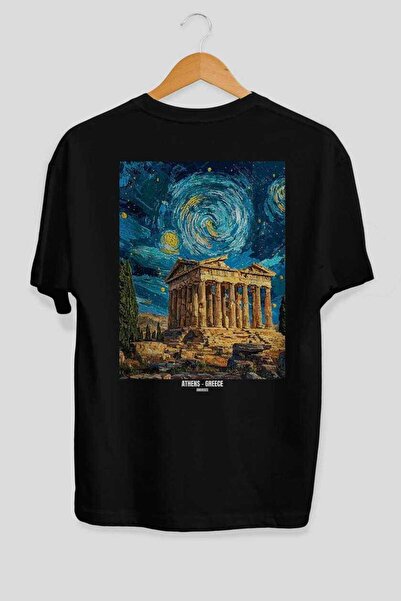 Ankhises Αθήνα Ελλάδα 2 Μαύρο Oversize Country City T-shirt με στάμπα στην πλ...