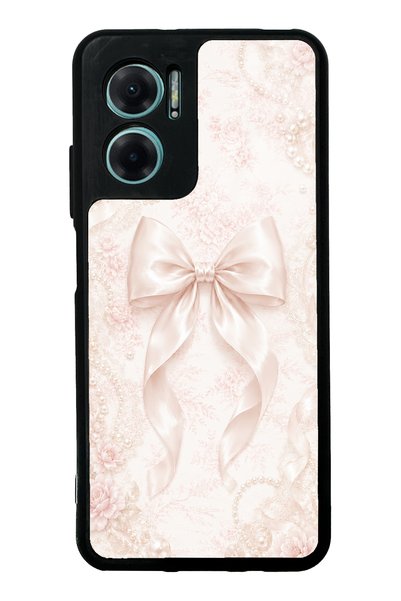 Spoyi Xiaomi Redmi Note 11E Glossy Phone Case with Blush Pearl Bow Design