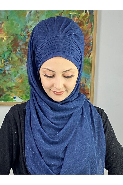 MY UKİYO STORE Simli Düz Çapraz Drapeli Abiye Uzun Şal