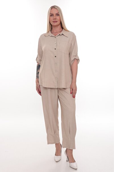etselements Luna Textured Shirt and Pants Double Set