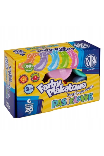 Astra Set 6 vopsele pentru postere școlare, Astra, 6 x 20 ml, Multicolor