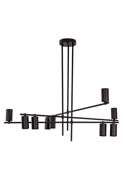 Avonni AV-1925-9BSY Siyah Boya Modern Avize GU10 Metal H: 90 cm, Ø: 75 cm