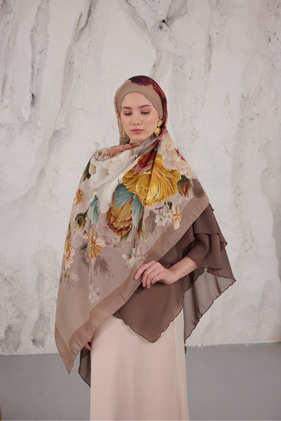 Mira İpek Sunshine Series Patterned Cotton Soft Shawl Women's Colorful Shawl